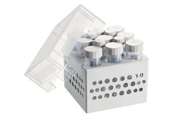艾本德儲(chǔ)存盒 3 × 3, 可放置 9  個(gè) 50  mL 試管和 4  個(gè) 15  mL 試管，2  件，高 127  mm，5  英寸，聚丙烯材料，可耐受最低 -86  °C，高溫高壓滅菌，帶蓋子